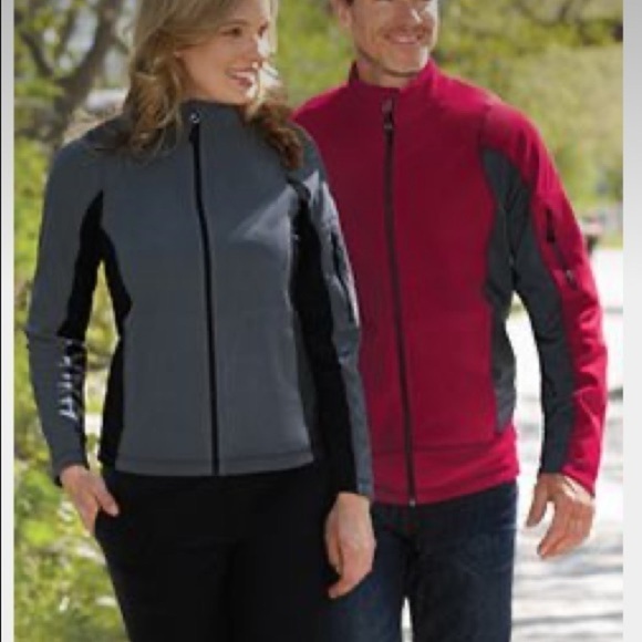 NWT Textured Fleece Jacket Classic Gray Red Pullover Corduroy - Picture 2 of 13